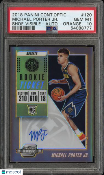 2018 Panini Contenders Optic Michael Porter JR. #120 Shoe Visible Auto Orange PSA 10