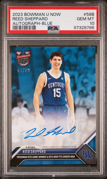2023 BOWMAN U NOW REED SHEPPARD AUTOGRAPH #/49 BLUE #58B COLOR MATCH PSA 10