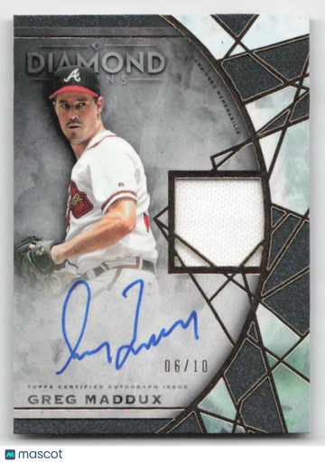 2022 Topps Diamond Icons - Single-Player Autographed Relics Greg Maddux #SPA-GMA /10 SN MEM AU