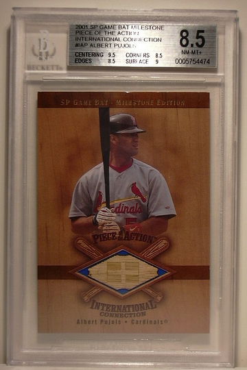 2001 SP Game Bat Milestone International #IAP Albert Pujols BGS 8.5 NM-MT+ #198 Albert Pujols (ROOKIE) BGS 8.5 NM-MT+