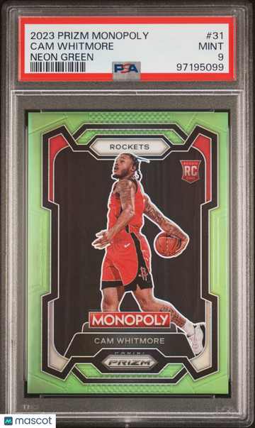 2023 Panini Prizm Monopoly Cam Whitmore #31 Neon Green PSA 9