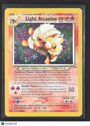 2000 Neo Destiny Light Arcanine Holo Rare #12/105