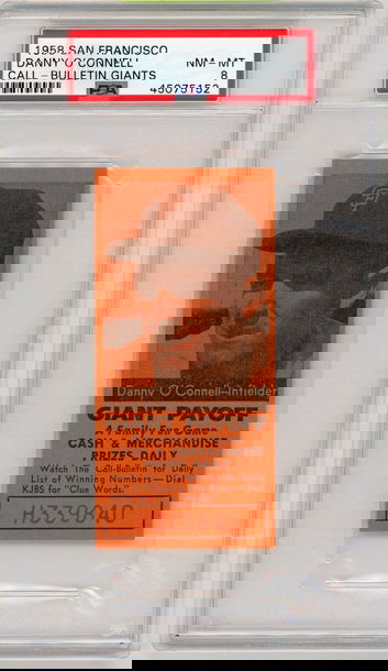 1958 San Francisco Call-Bulletin Giants Danny O'Connell PSA 8 P1246