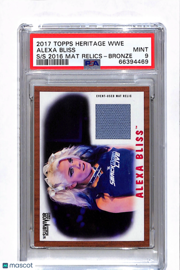 2017 Topps Heritage WWE Survivor Series 2016 Mat Relics Alexa Bliss Bronze PSA 9