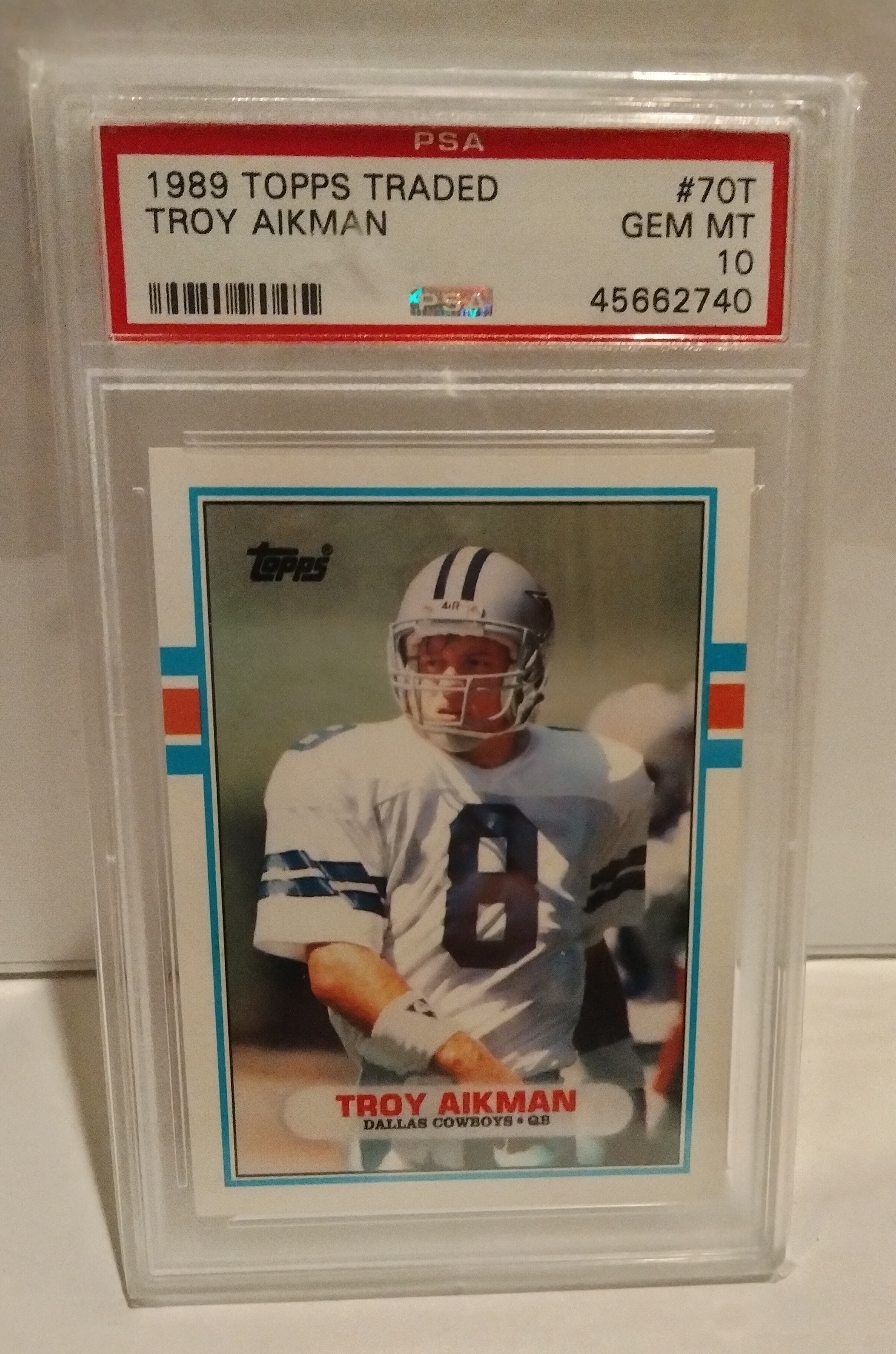 Troy Aikman 1989 Topps Traded  PSA 10