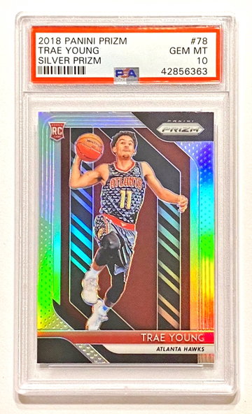 2018-19 Panini Prizm Trae Young #78 Silver Prizm Rookie PSA 10 Gem Mint