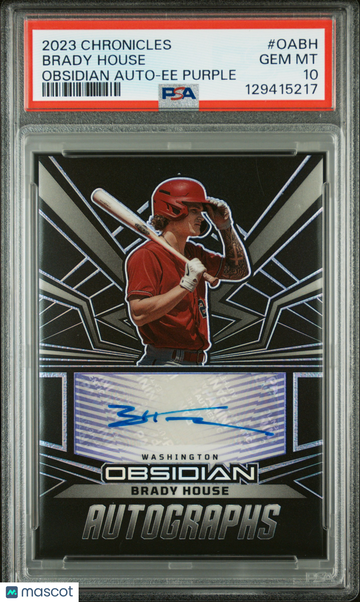 2023 Panini Chronicles Obsidian Autographs Brady House #OABH Ee Purple PSA 10