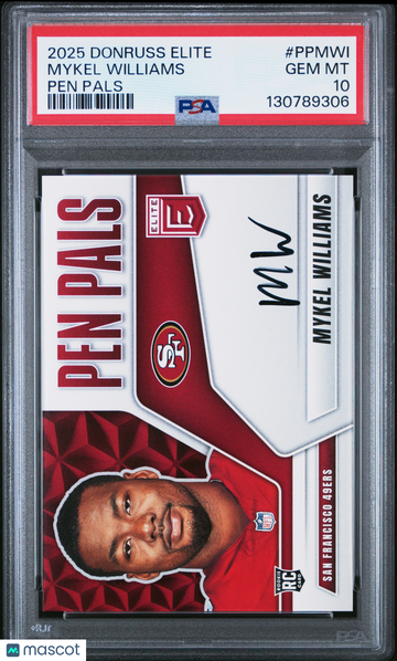 2025 Panini Donruss Elite Pen Pals Auto Mykel Williams #PP-MWI PSA 10
