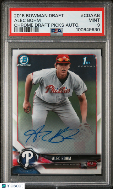 2018 Bowman Draft Chrome Draft Picks Autographs Alec Bohm #CDAAB Autograph PSA 9
