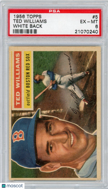1956 Topps Ted Williams #5 White Back PSA 6