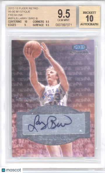 2012 Fleer Retro 1999 Mystique Fresh Ink Larry Bird #MFI-LB BGS 9.5 Auto 10