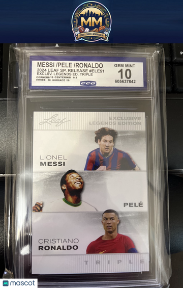 2024 Leaf Exclusive Legends Edition Lionel Messi / Pele / Cristiano Ronaldo #ELE59 Leaf Multi-Sport Special Release Lege