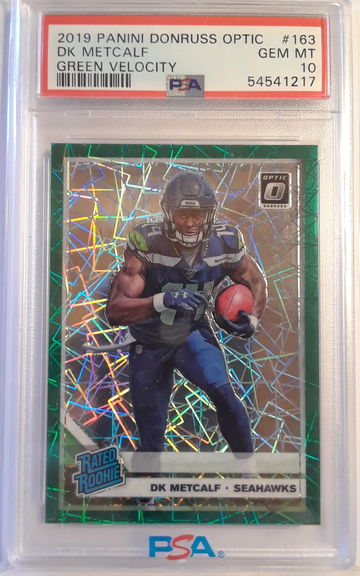 DK Metcalf 2019 Donruss Optic Green Velocity! Prizm PSA 10 Gem Mint #163.
