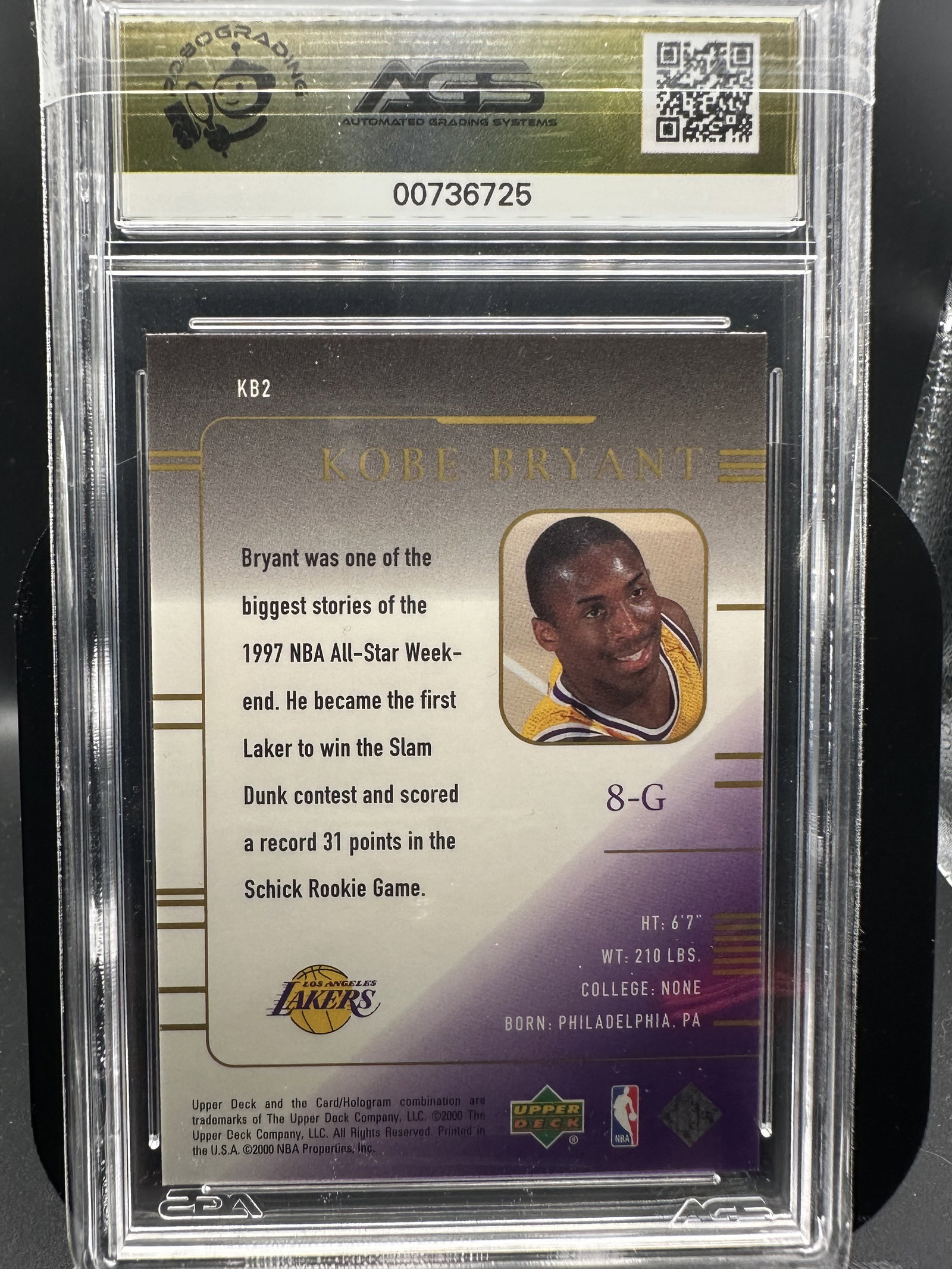 2000 Upper Deck 21st National Set Kobe Bryant #KB2 AGS 9.5 | MySlabs
