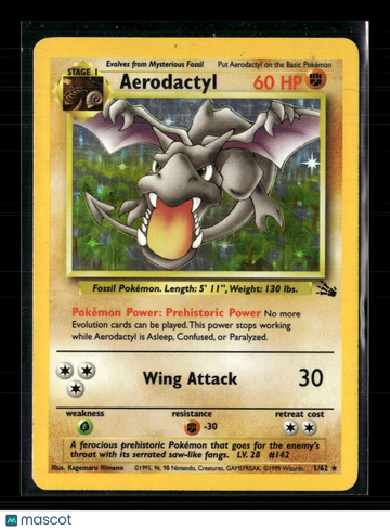 1999 Fossil Aerodactyl Holo Rare #1/62