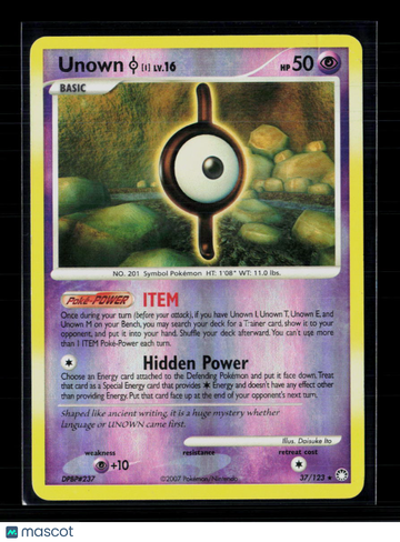 Pokemon 2007 Mysterious Treasures Unown I #37/123