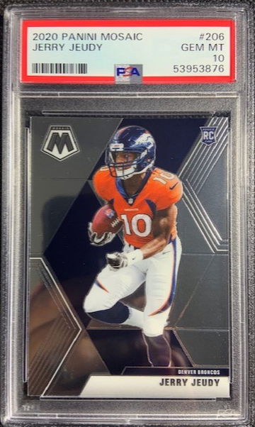 2020 Panini Mosaic #206 JERRY JEUDY Rookie Broncos RC PSA 10 Gem Mint