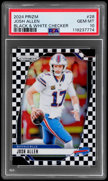 2024 Panini Prizm Josh Allen Black And White Checker Prizm PSA 10