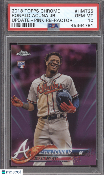 2018 Topps Chrome Update Ronald Acuna Jr. #HMT25 Pink Refractor RC PSA 10