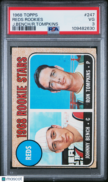 Reds Rookies 1968 Topps J. Bench R. Tompkins PSA 3