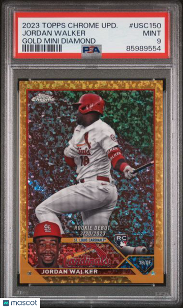 2023 Topps Chrome Update Jordan Walker #USC150 Gold Mini Diamond Refractor PSA 9