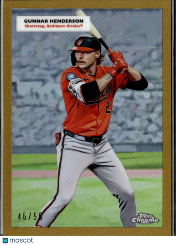 2025 Topps Chrome Gunnar Henderson Cal Ripken Jr. #55DH-13 Gold Refractor /50