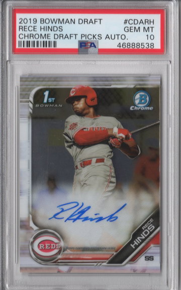 2019 Bowman Chrome Draft Rece Hinds Auto PSA 10
