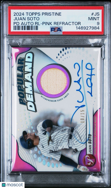 2024 Topps Pristine Juan Soto #JS Pink Refractor Parallel/Variety PSA 9 Topps