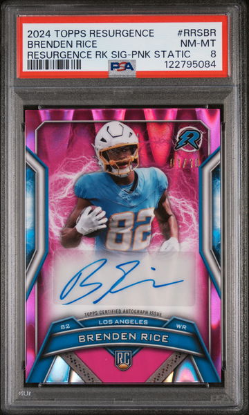 2024 Topps Resurgence Pink Static Brenden Rice #RRSBR RC Auto 01/10 PSA 8