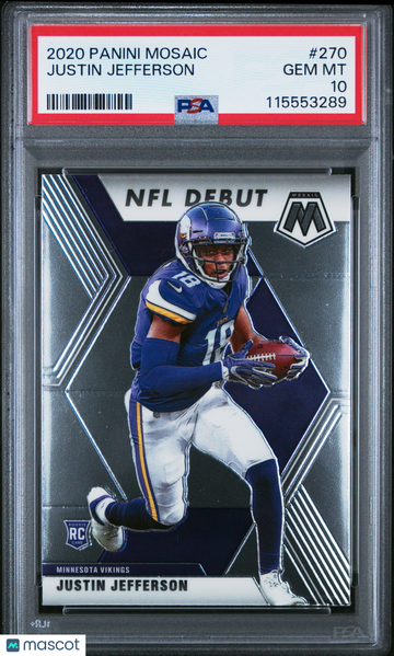 2020 Panini Mosaic Justin Jefferson #270 Rookie PSA 10