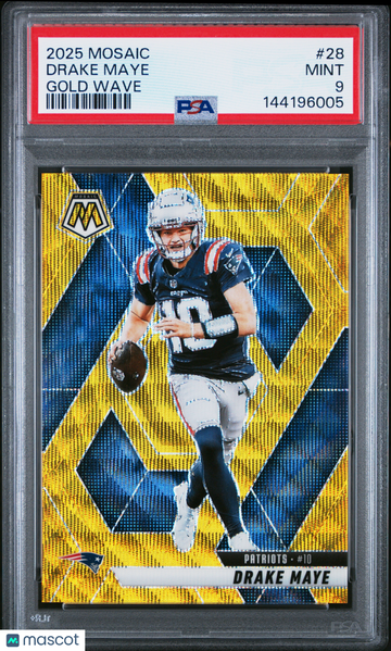2025 Panini Mosaic Drake Maye #28 Gold Wave PSA 9