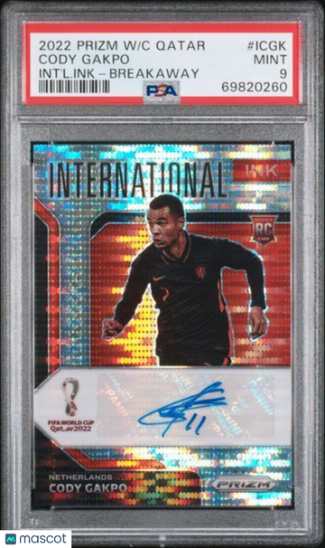 2022 Panini Prizm World Cup Qatar International Ink Cody Gakpo #ICGK Int'l. Ink Breakaway PSA 9