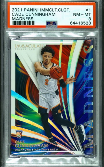 2021-22 Panini Immaculate College Cade Cunningham Madness Rookie RC Case Hit SSP PSA 8 NM-MT