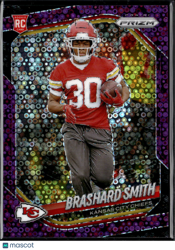 Brashard Smith 2025 Panini Prizm RC Purple Disco Kansas City Chiefs