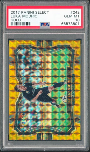 2017 PANINI SELECT PRIZMS GOLD LUKA MODRIC #242 /10 PSA 10 GEM MT REAL MADRID WC