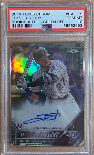 Trevor Story 2016 Topps Chrome Green Refractor Auto RC Rookie /99 PSA 10 Gem!