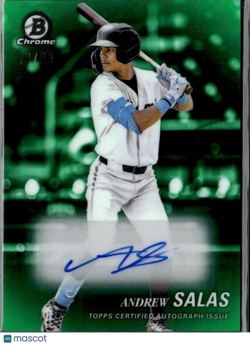 Andrew Salas 2025 Bowman Draft Baseball Chrome Auto Green Refractor /99 Miami Marlins