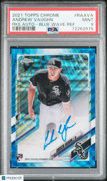 2021 Topps Chrome Andrew Vaughn #RAAVA RKE. Auto Blue Wave Ref /150 PSA 9 Topps