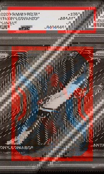 2020-21 Panini Prizm Anthony Edwards Red Ruby Wave #258 Rookie RC PSA 8