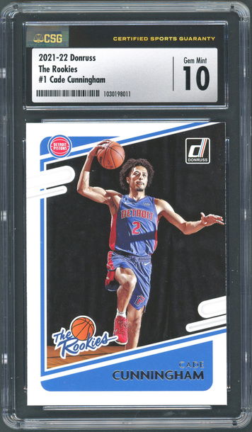 2021-22 Donruss Cade Cunningham The Rookies #1 - CSG 10 - Detroit Pistons