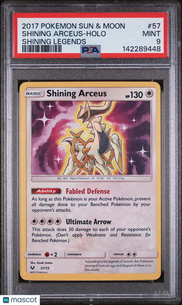 2017 Pokemon Sun & Moon Shining Legends Shining Arceus Shining Legends PSA 9 #57