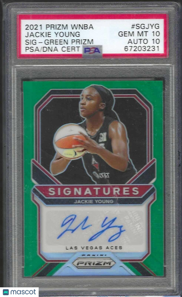 2021 Panini Prizm WNBA Signatures Jackie Young #SGJYG Green PSA 10 Auto 10
