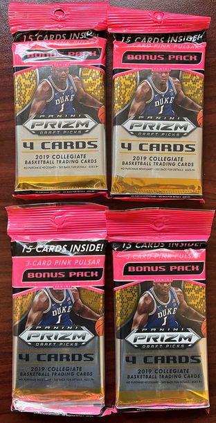 2019 - 2020 Prizm Draft Picks Basketball Cello Pack (4-LOT) (Zion, Morant, Poole, Herro)
