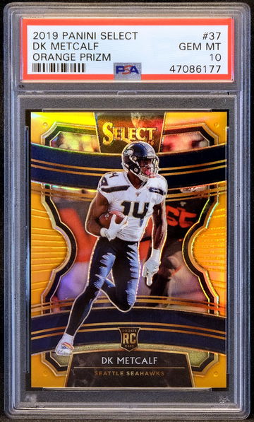2019 DK METCALF ROOKIE RC 🔥 Select Concourse ORANGE Prizm #/49 🔥 PSA 10 POP 7