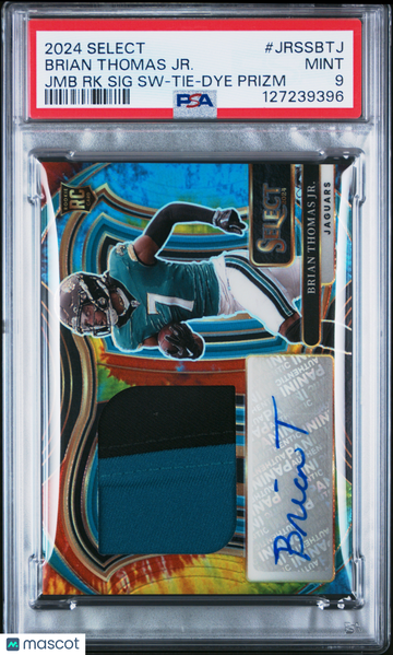 2024 Panini Select Jumbo Rookie Signature Swatches Brian Thomas JR. #JRSSBTJ JMB RK Tie Dye Prizm PSA 9