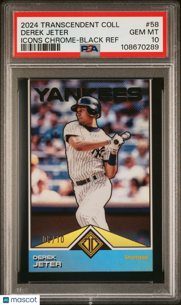 2024 Topps Transcendent Collection Transcendent Icons Chrome Derek Jeter #58 Black Ref /10 PSA 10