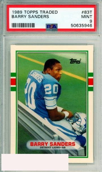 1989 TOPPS TRADED BARRY SANDERS #83T ROOKIE DETROIT LIONS HOF PSA MINT 9