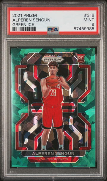 2021 Panini Prizm Green Ice Prizm Alperen Sengun #318 PSA 9