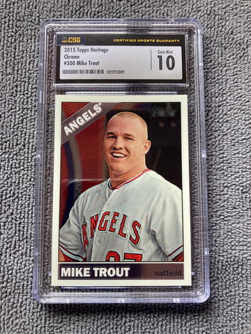 2015 topps heritage chrome mike trout #994/999 csg 10 gem mint