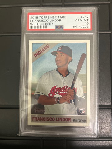 2015 Topps Heritage #717 Francisco Lindor RC White Jersey SP PSA 10